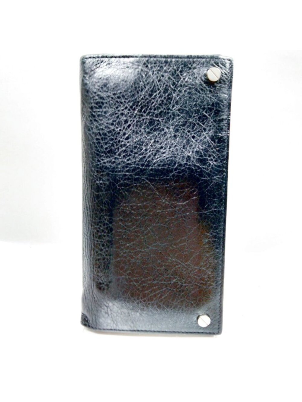 $995 Authentic BALENCIAGA Paris Made in ITALY Black Leather Bifold Long Wallet